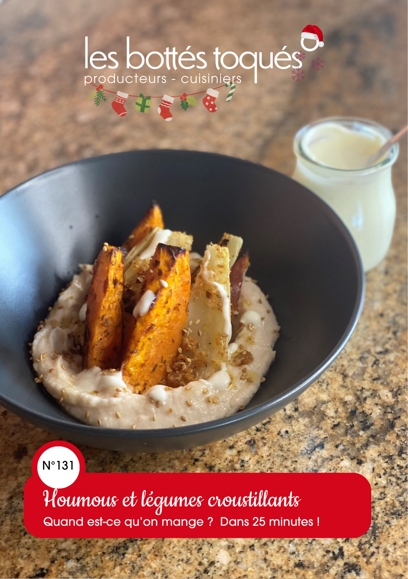 Recette de Noël Houmous et légumes croustillants